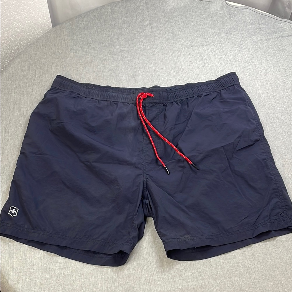 Victorinox Swim Trunks Navy Blue Shorts Mesh lined Drawstring XXL Bathing Suit